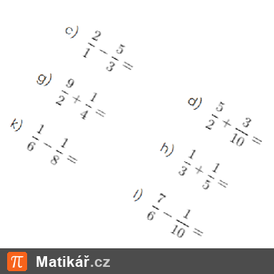 Matematická úloha – Sčítání a odčítání zlomků 1